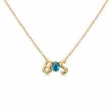Load image into Gallery viewer, Plain Gold Initial & Birthstone Personalised Necklace