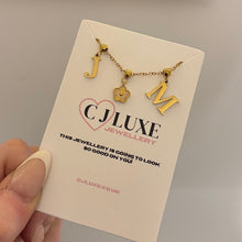 Load image into Gallery viewer, Gold Initial &amp; Heart Or Flower Personalised Necklace
