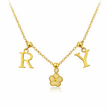 Load image into Gallery viewer, Gold Initial &amp; Heart Or Flower Personalised Necklace
