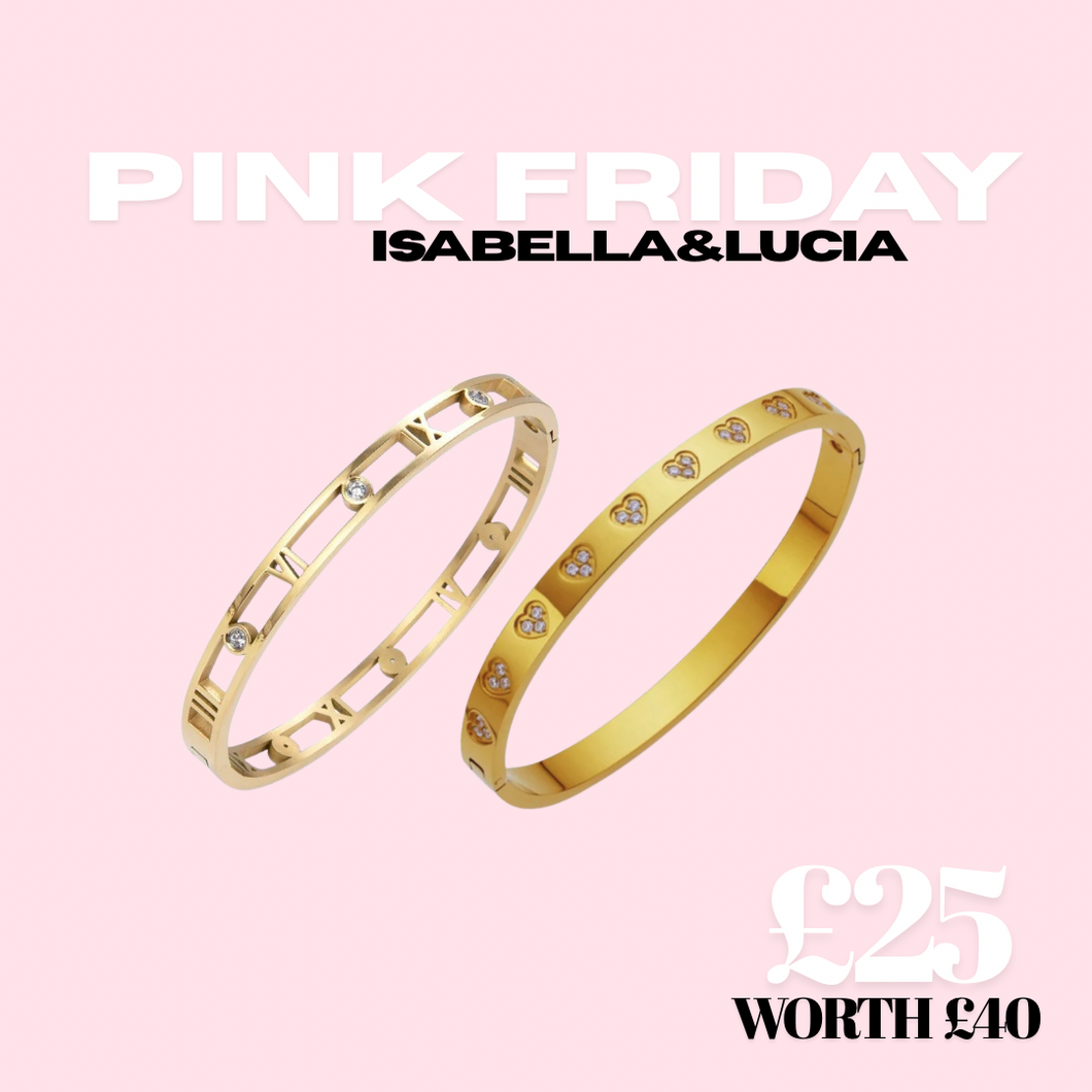 PINK FRIDAY - ISABELLA & LUCIA GOLD BRACELET DUO- WORTH £40