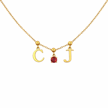 Load image into Gallery viewer, Gold Initial &amp; Birthstone Personalised Necklace
