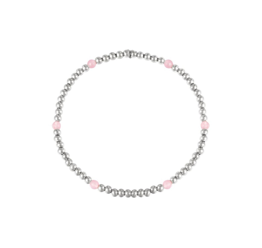 Pink and Silver Beaded Bracelet